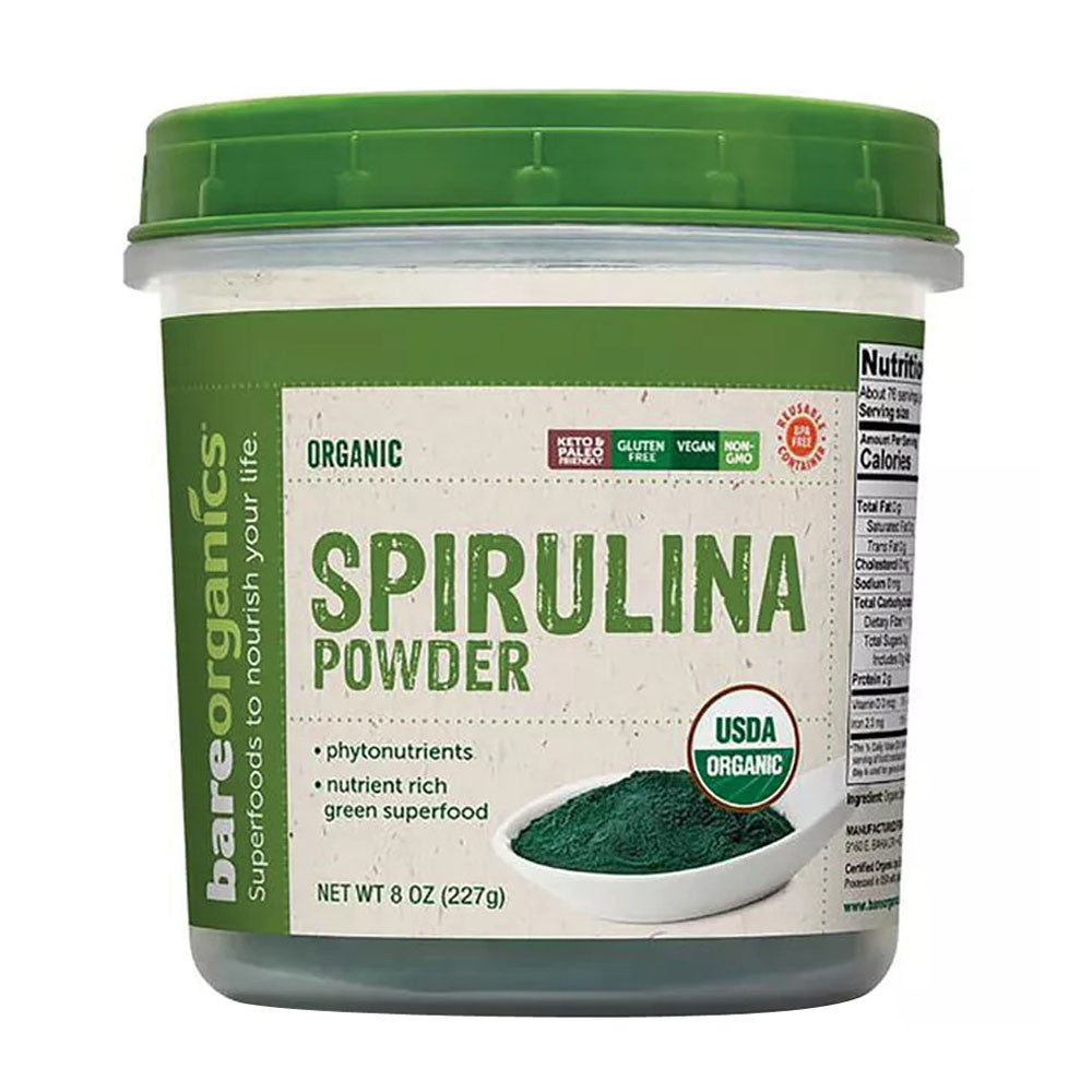 Bare Organics Raw Spirulina Powder, 8 Oz